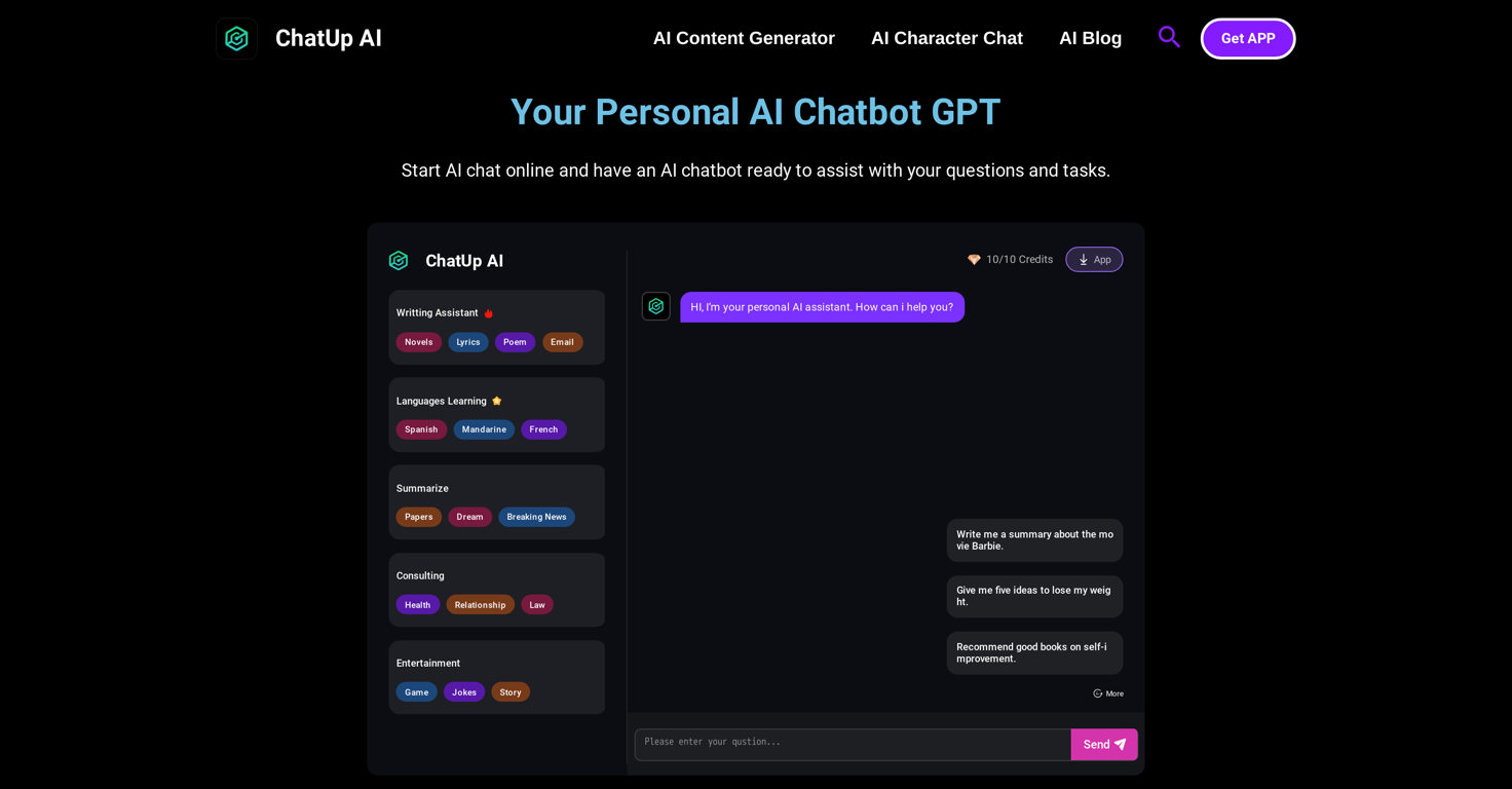 ChatUp AI website