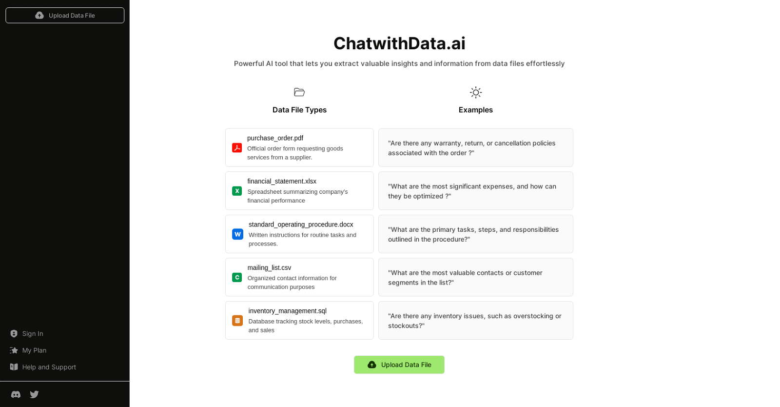 ChatwithData website