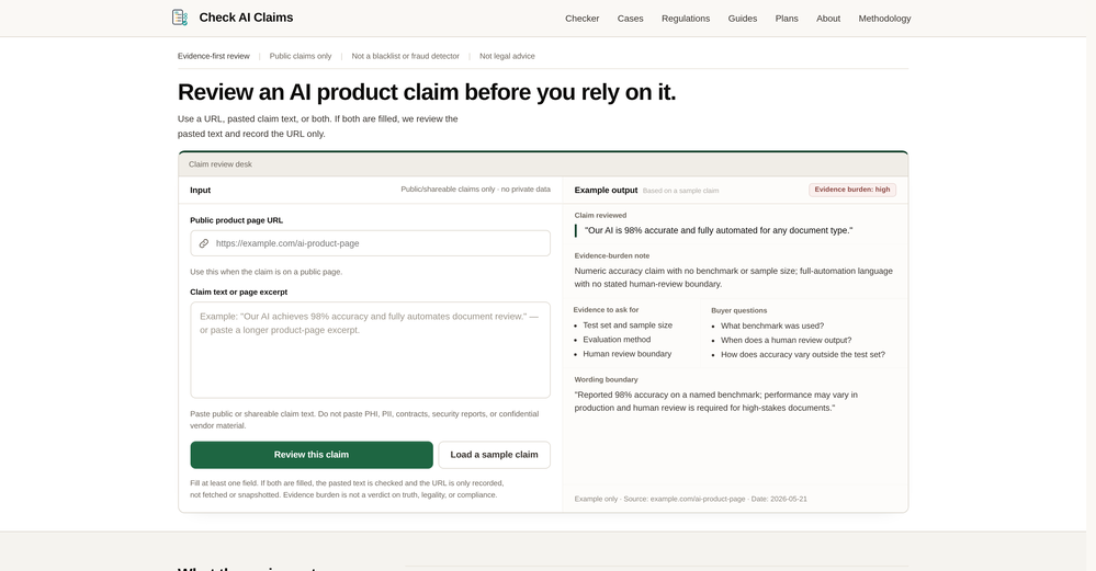 Check AI Claims website