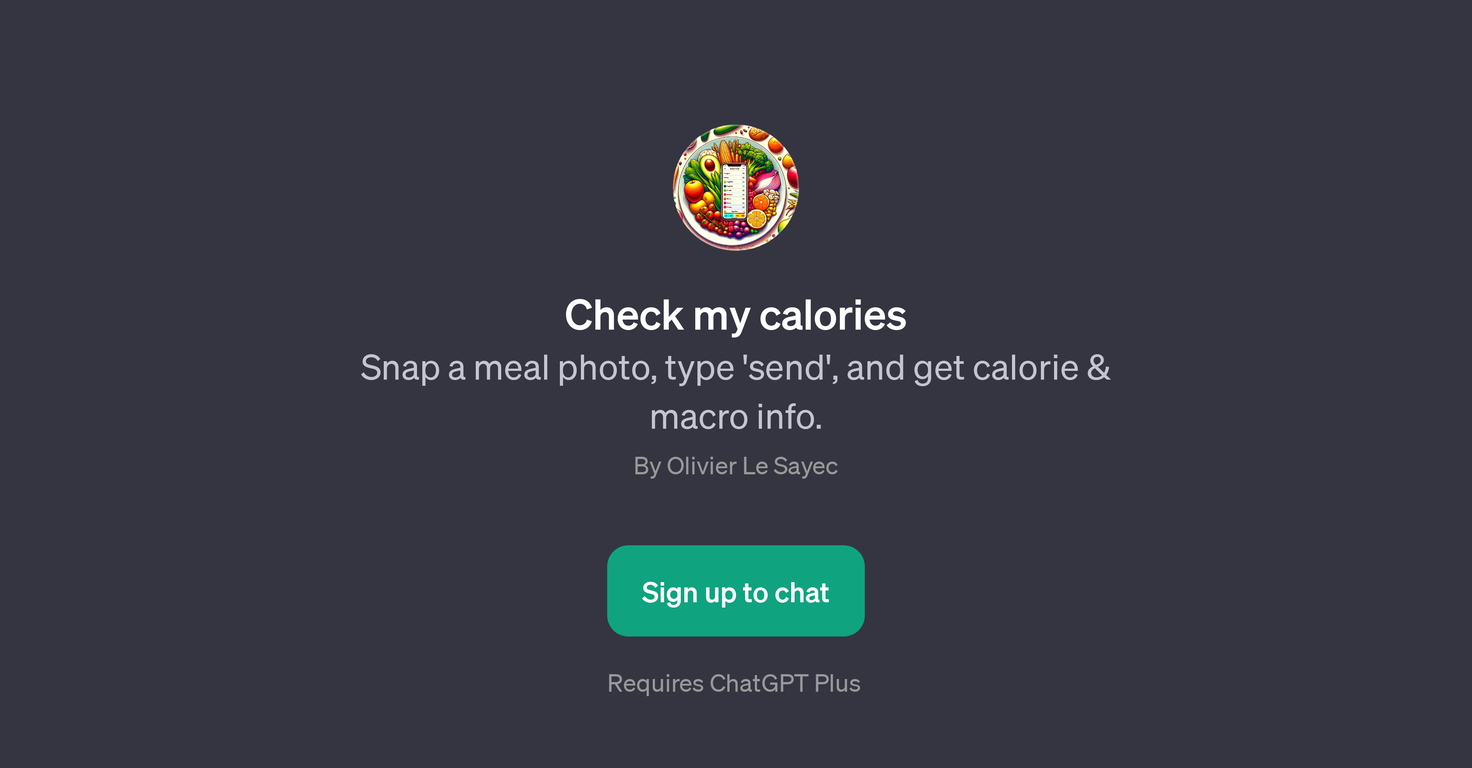 Check my calories website