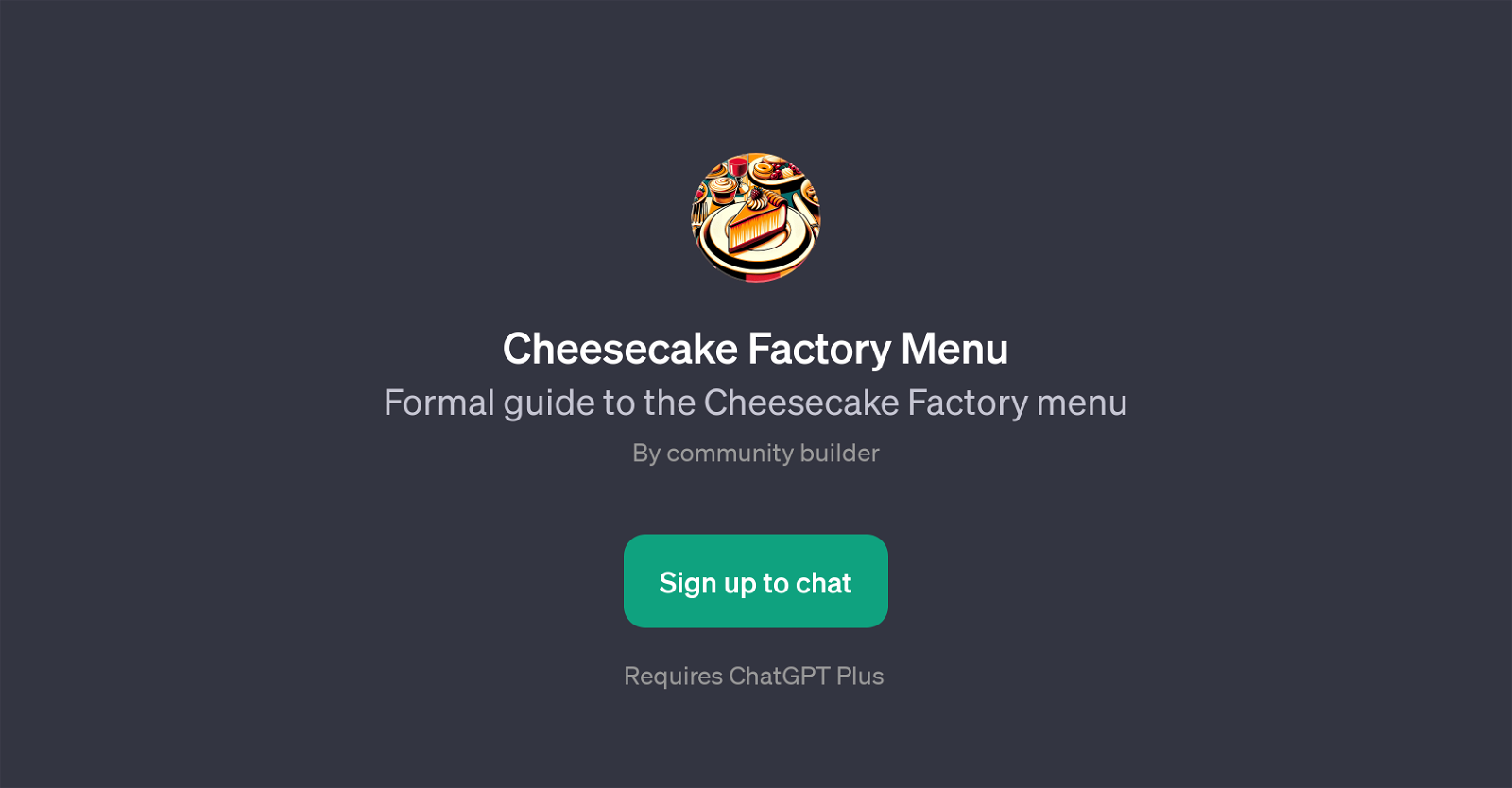 Cheesecake Factory Menu Assistant website