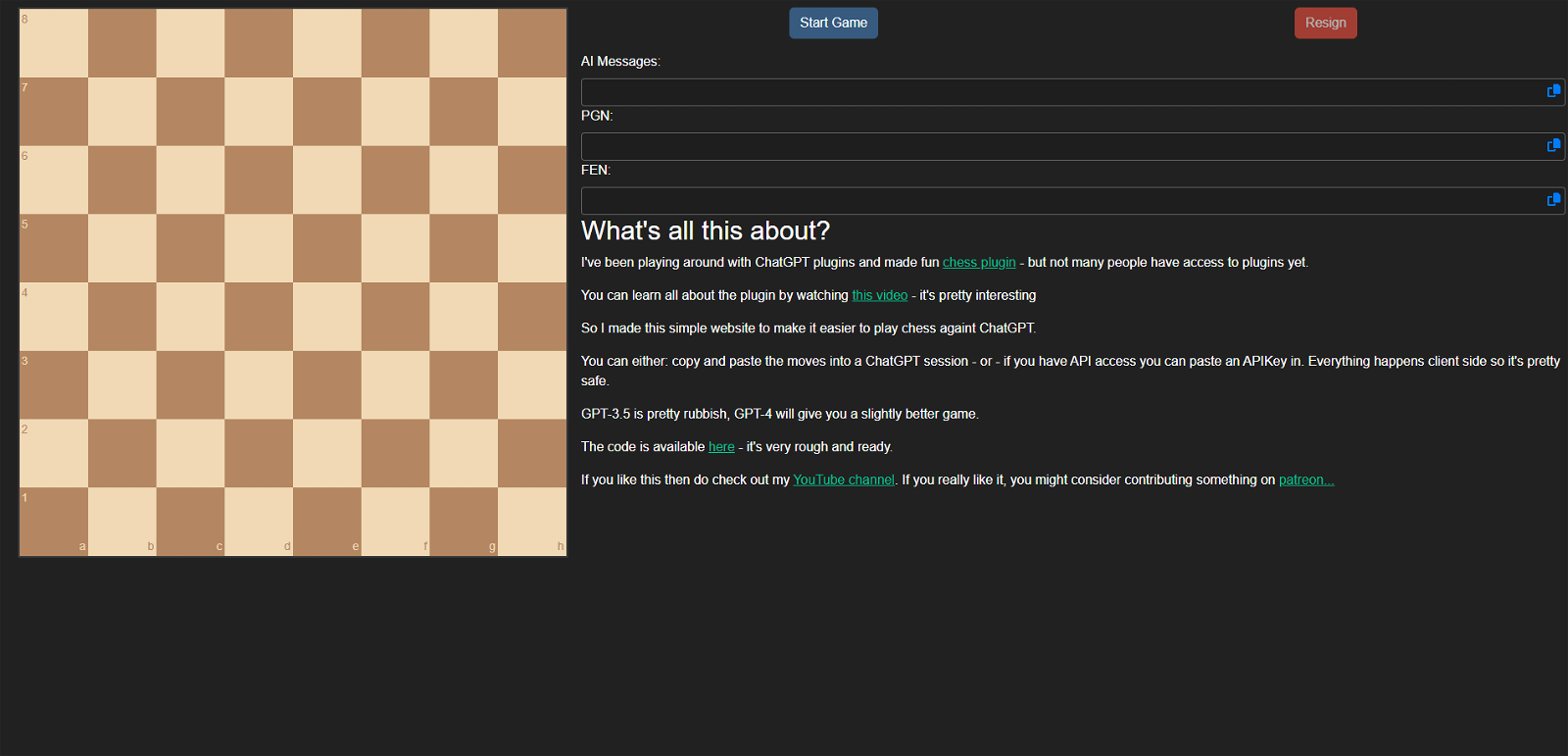 ChessGPT Atomic website