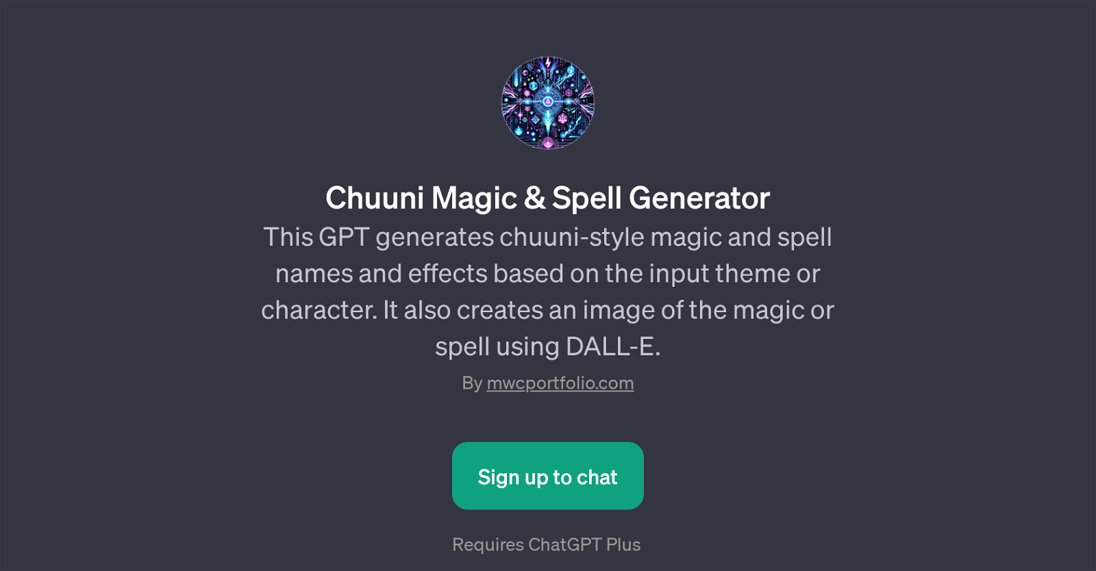 Chuuni Magic & Spell Generator website