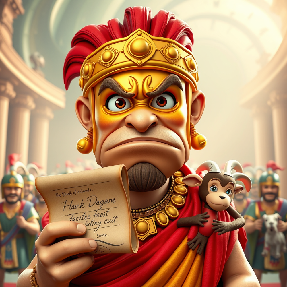 Cinematic 3D Render of  Absurd Roman Comedy Scene website