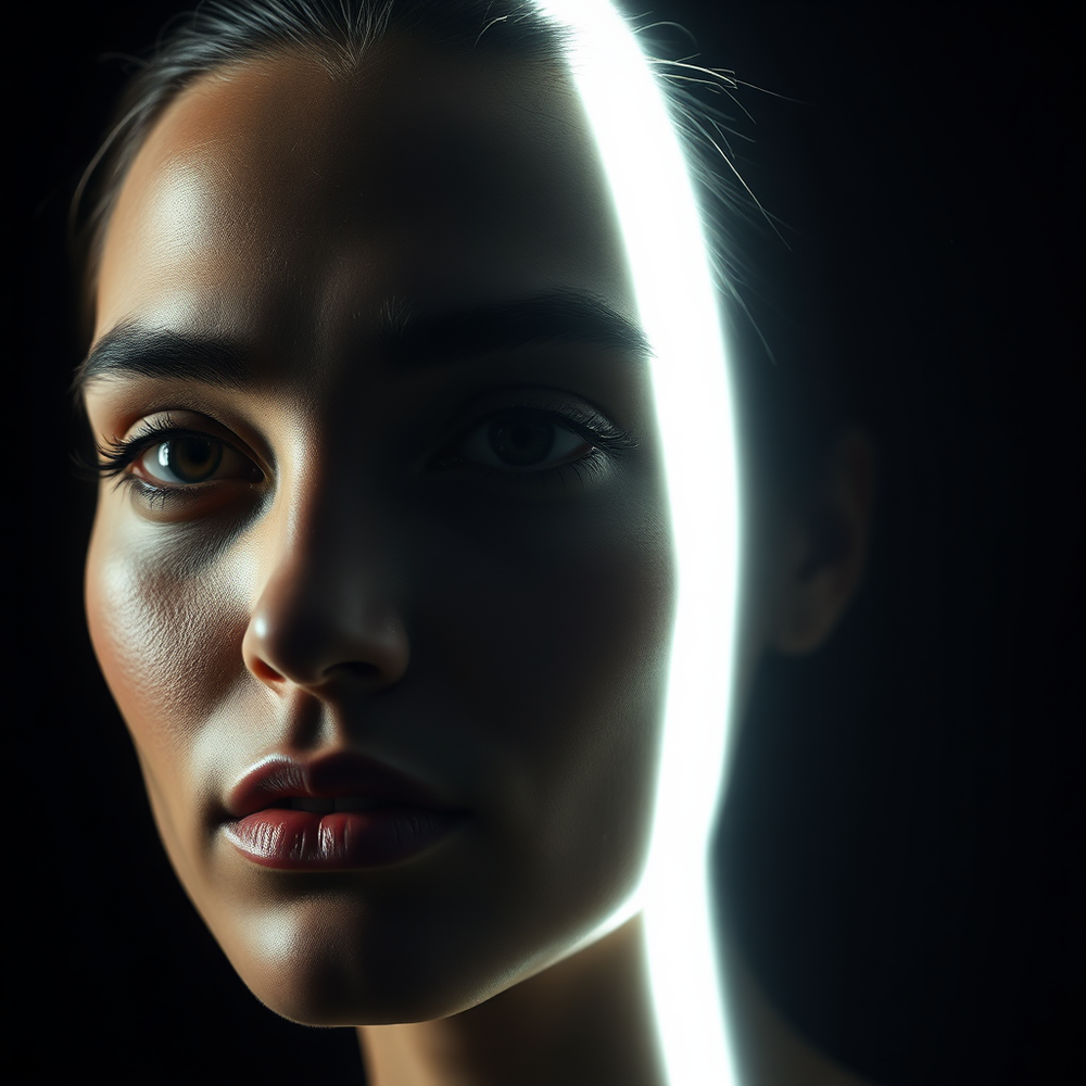Cinematic Chiaroscuro Light-Slit Portrait website