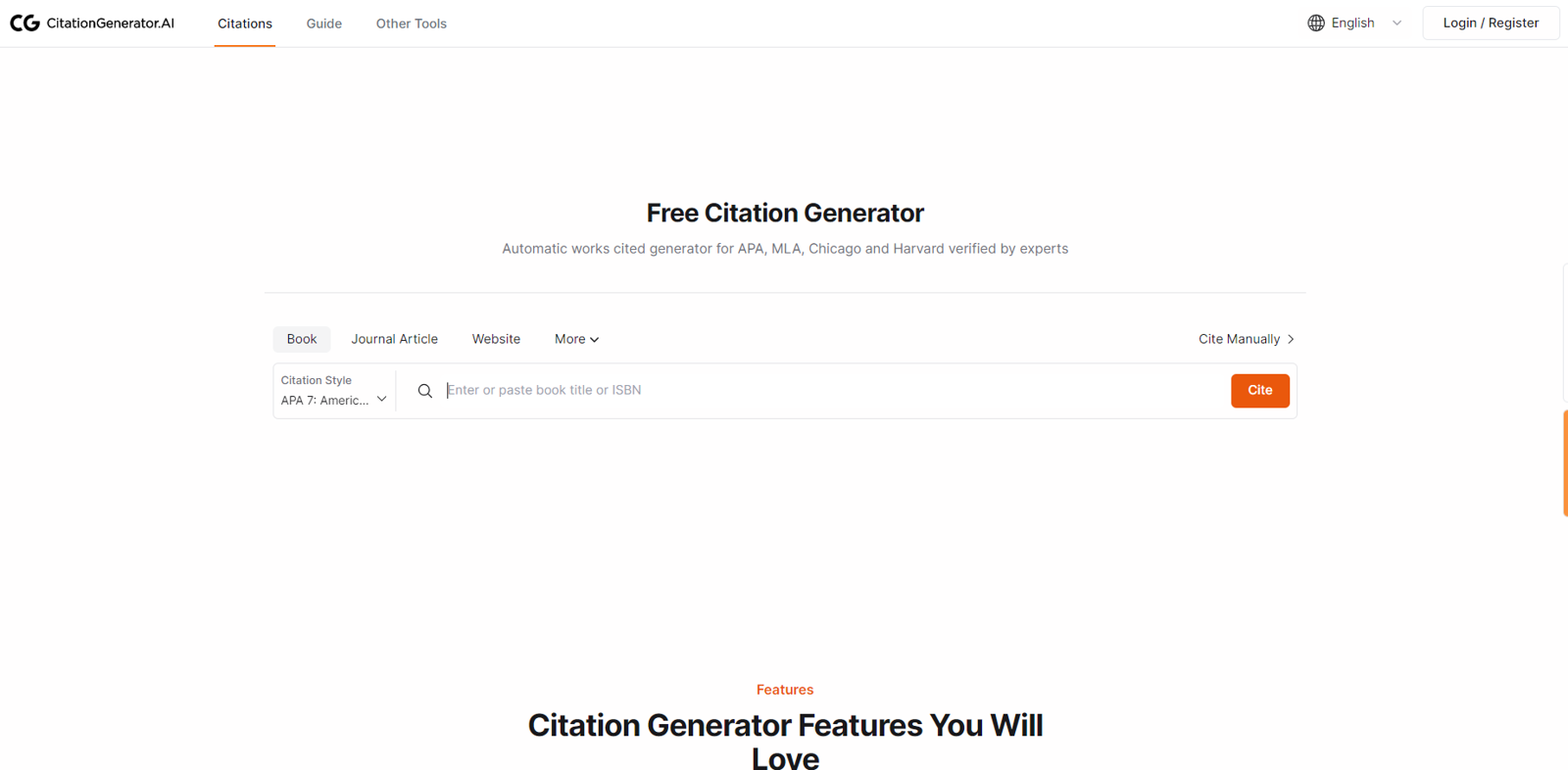CitationGeneratorAI website