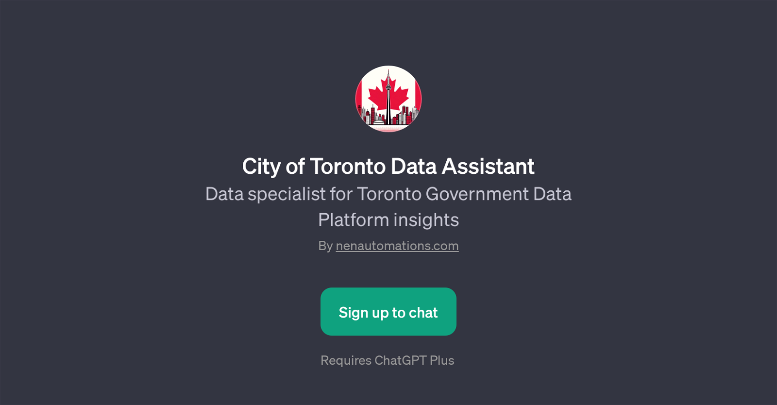 City of Toronto Data Assistant website