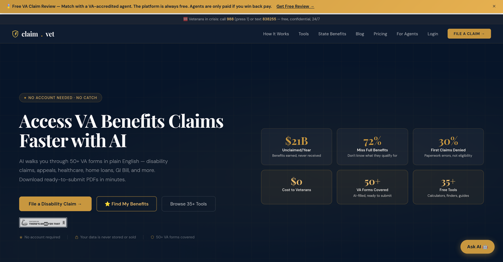 claim.vet website