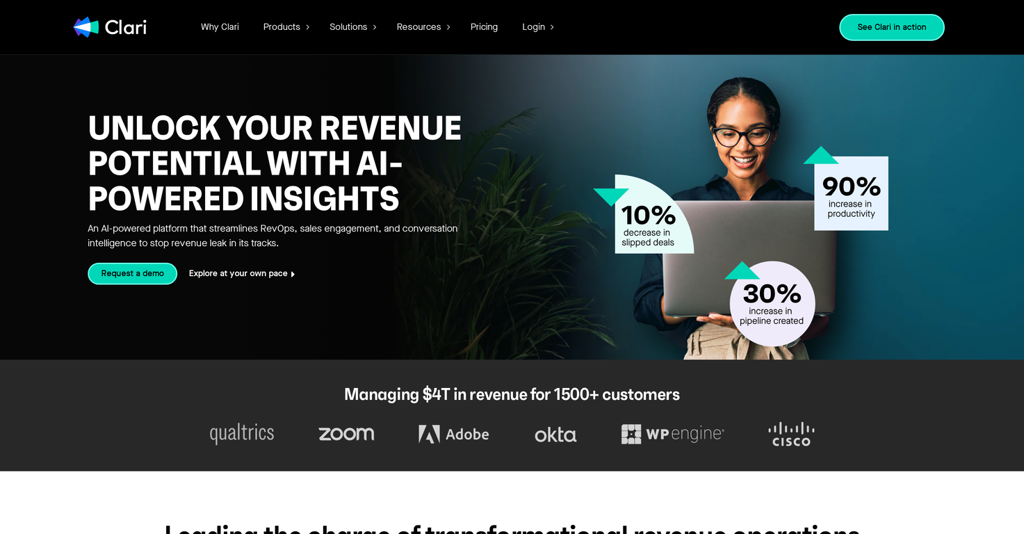 Clari Revenue Platform website