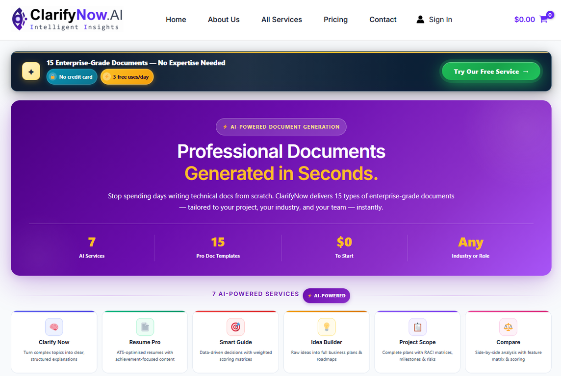 ClarifyNow.AI website