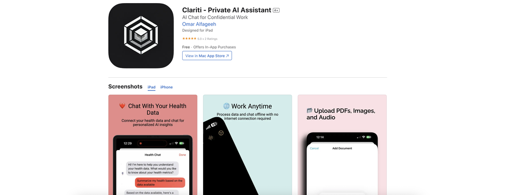 Clariti - Private AI Assistant website
