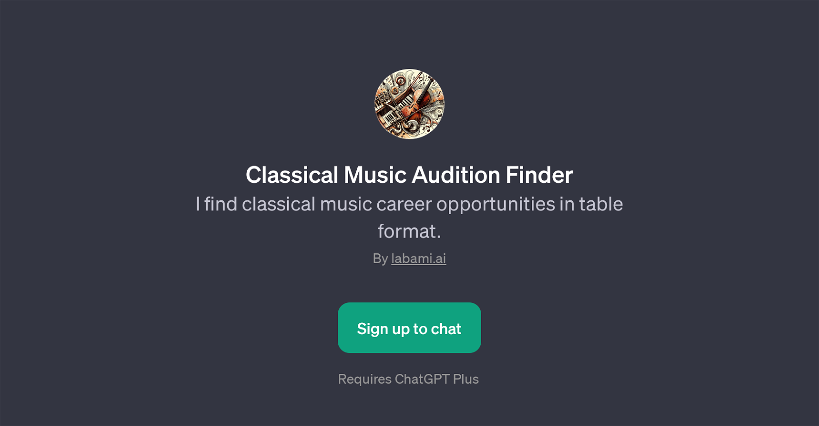 Classical Music Audition Finder website