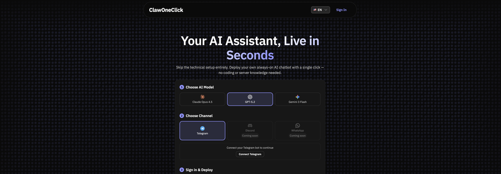 ClawOneClick website