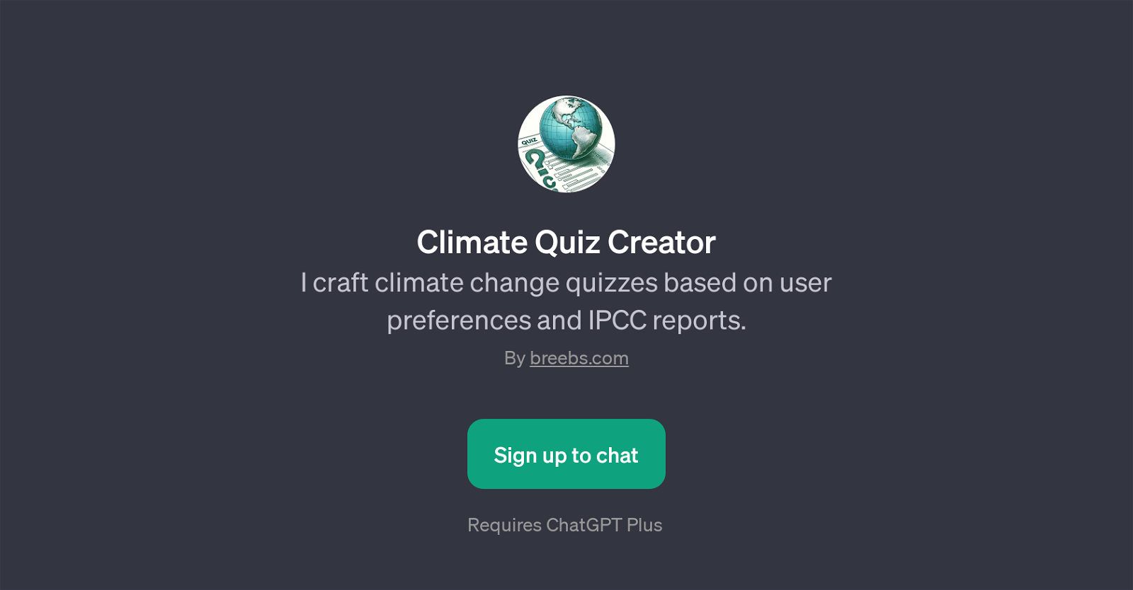 Climate Quiz Creator website
