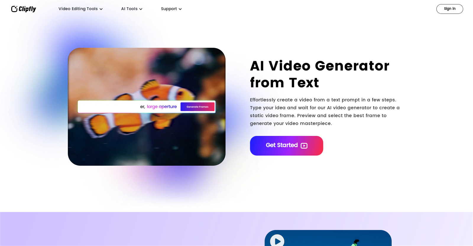 Clipfly AI Video Generator website