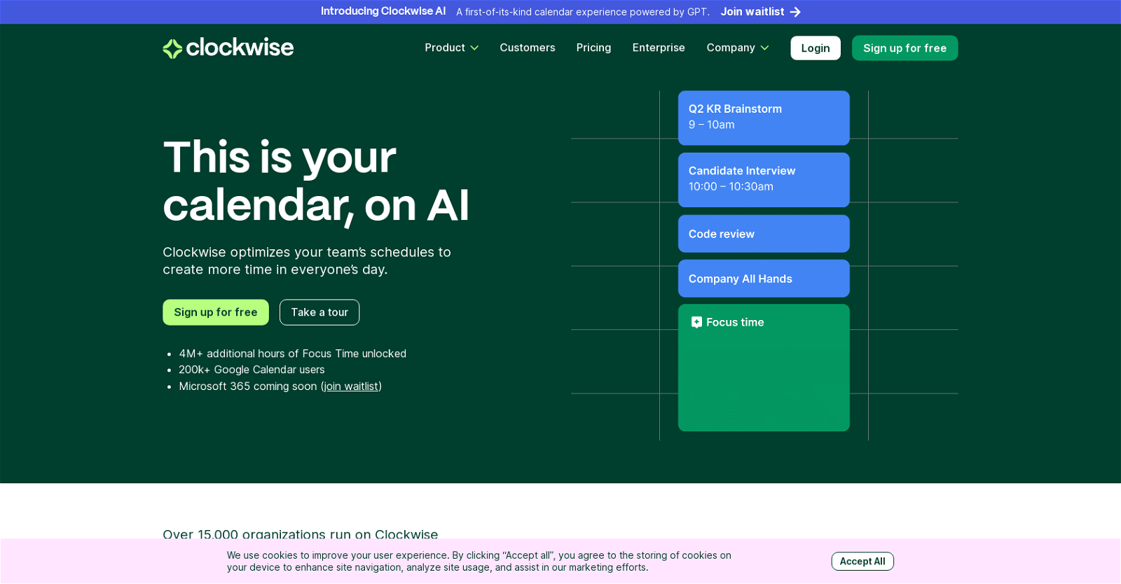 Clockwise And 18 Other AI Alternatives For Calendar assistant