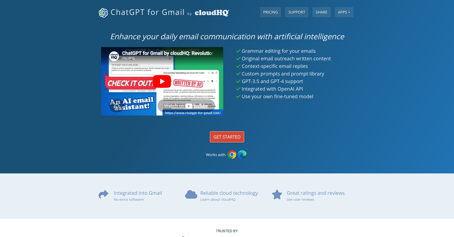 CloudHQ ChatGPT for Gmail website