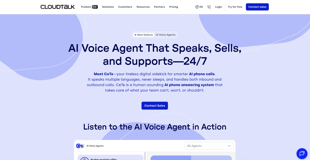 CloudTalk | AI Voice Agents website