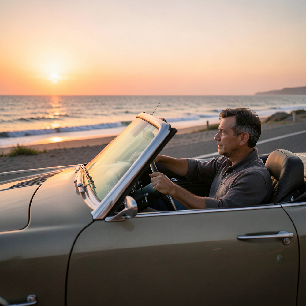 Coastal Drift at Golden Hour – Cinematic Retro Drive website