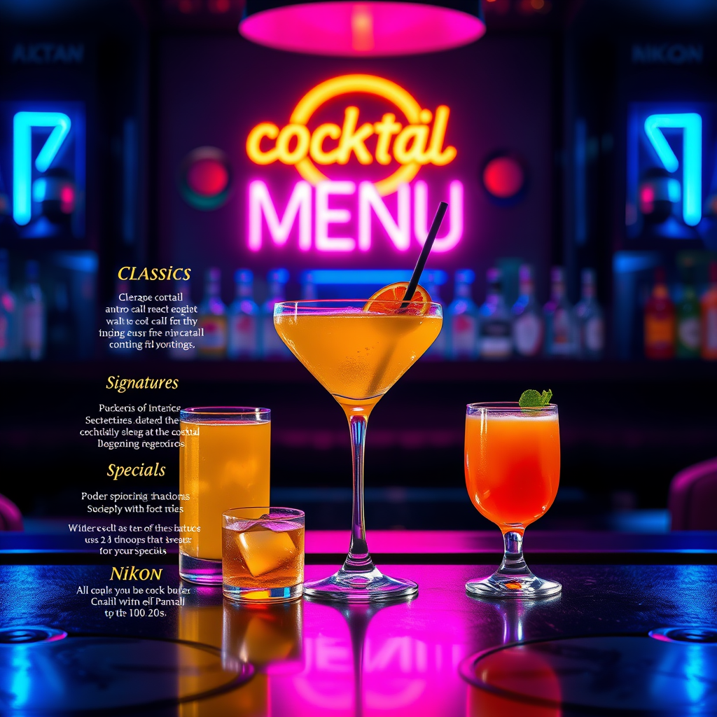 Cocktail Bar Menu Generator AI Tool by hanansaeed