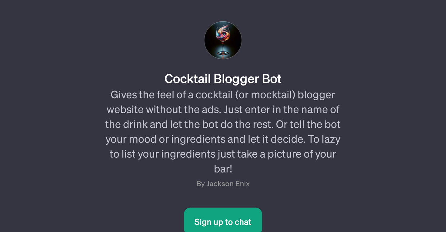 Cocktail Blogger Bot website