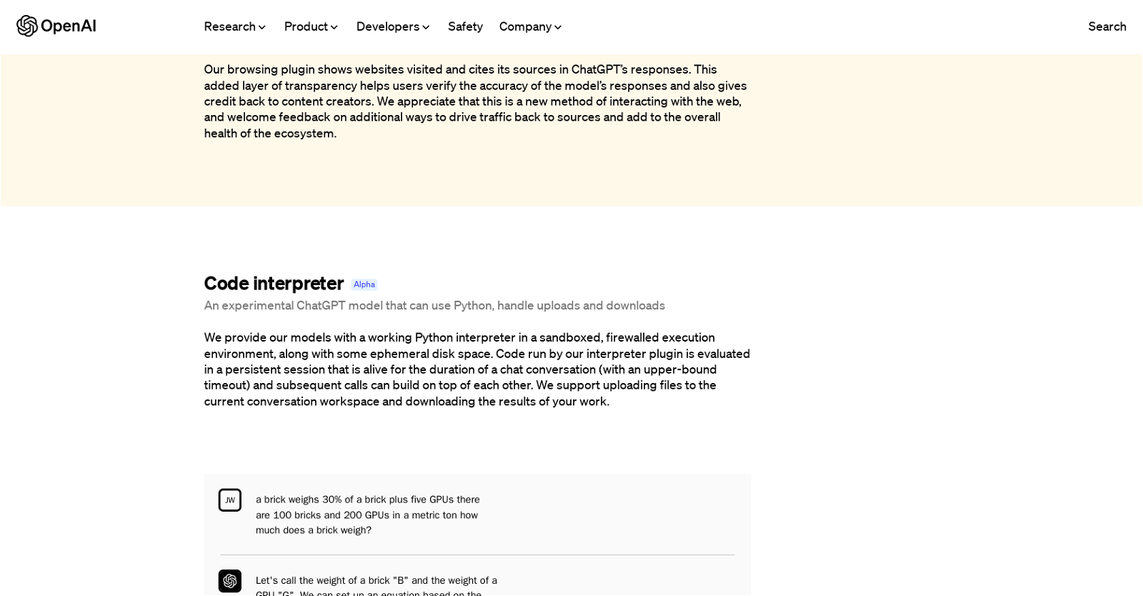 Code Interpreter by OpenAI website