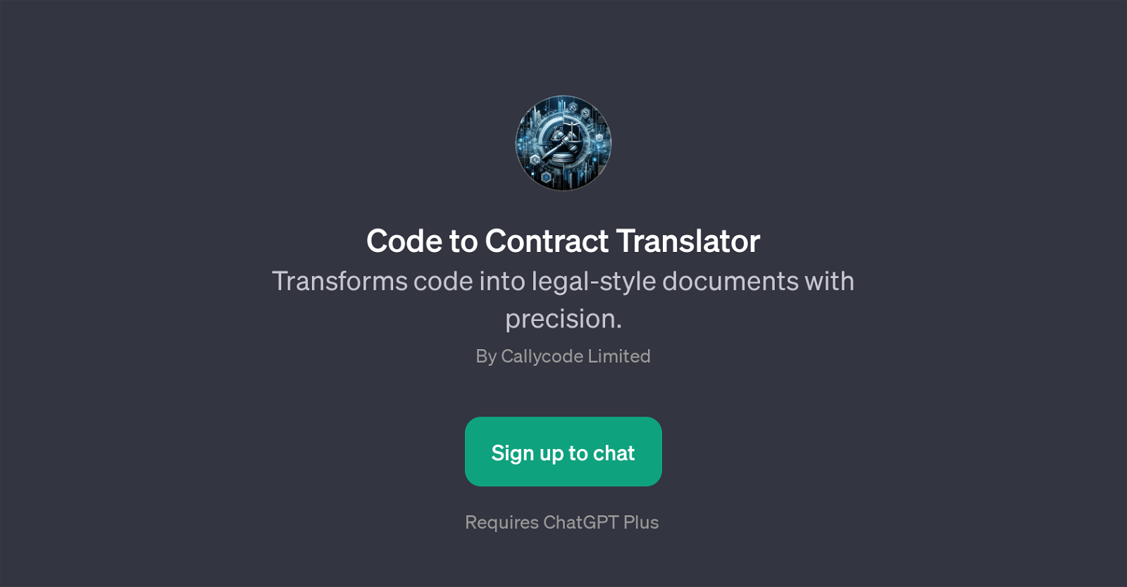 Code to Contract Translator website