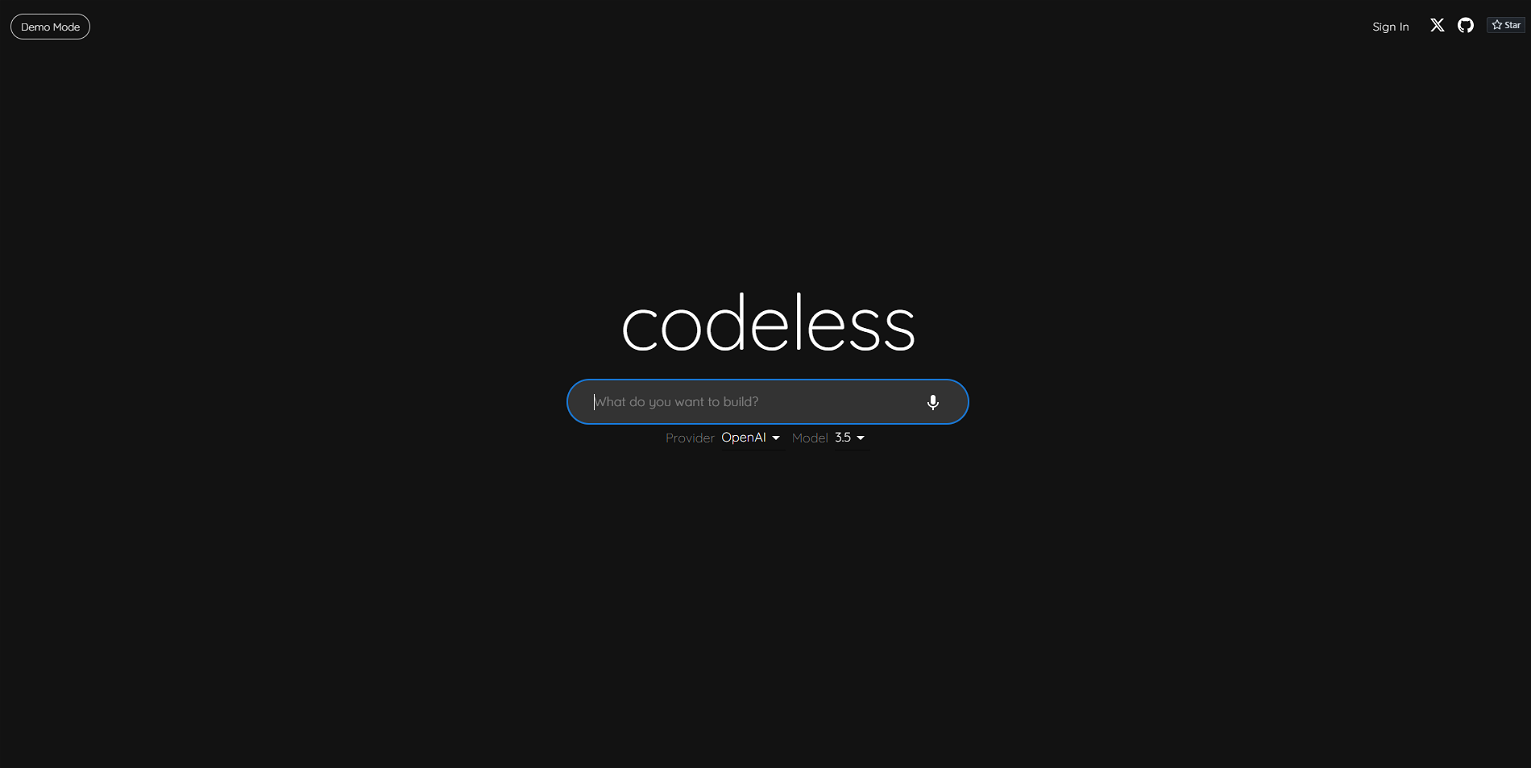 CodelessAI website