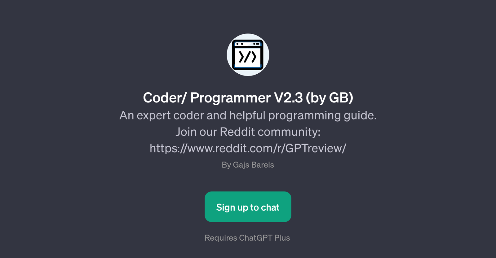 Coder/ Programmer V2.3 (by GB) website