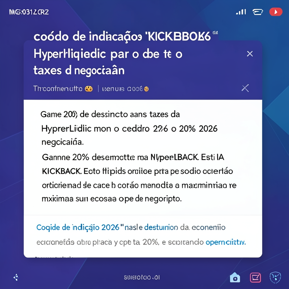 código de indicação 2026 "KICKBACK" da HyperLiquid para obter 20% de nas taxas de negociação. website