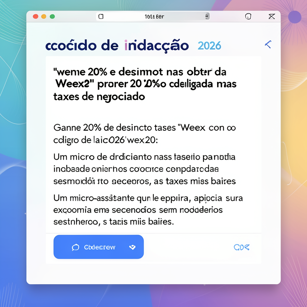 código de indicação 2026 "weex20" da Weex para obter 20% desligada nas taxas de negociação website