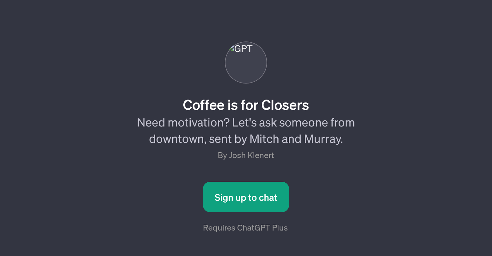 Coffee is for Closers website