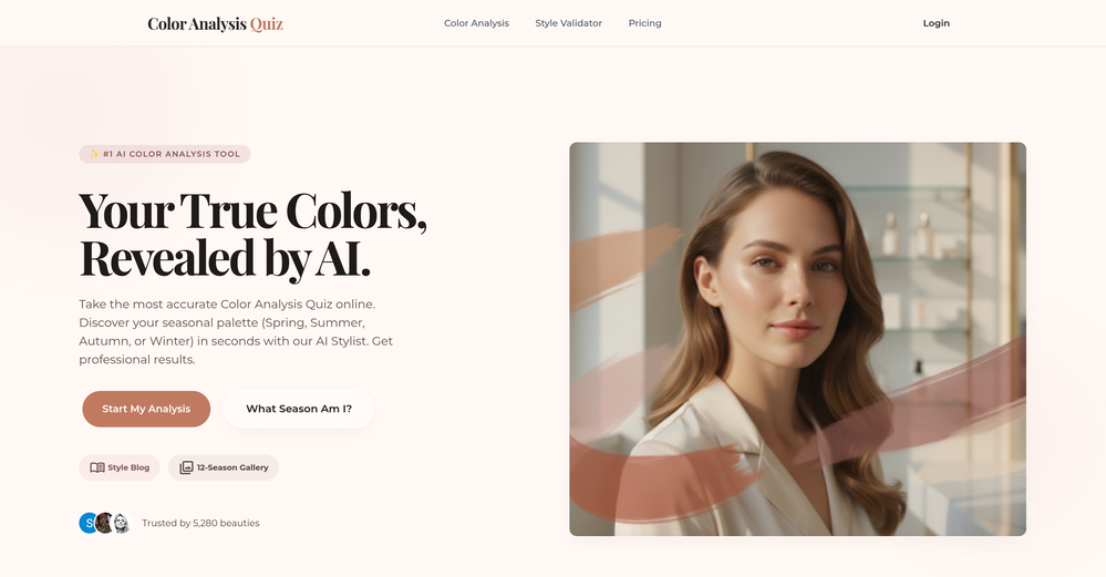 Color Analysis Quiz website