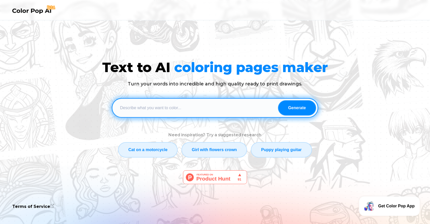Color Pop AI website