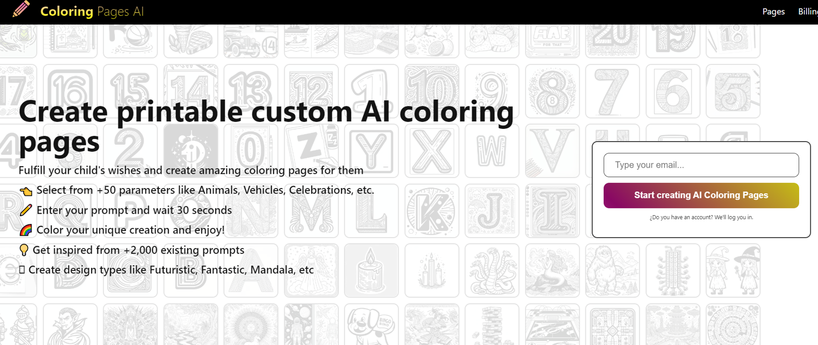 Coloring Pages AI website