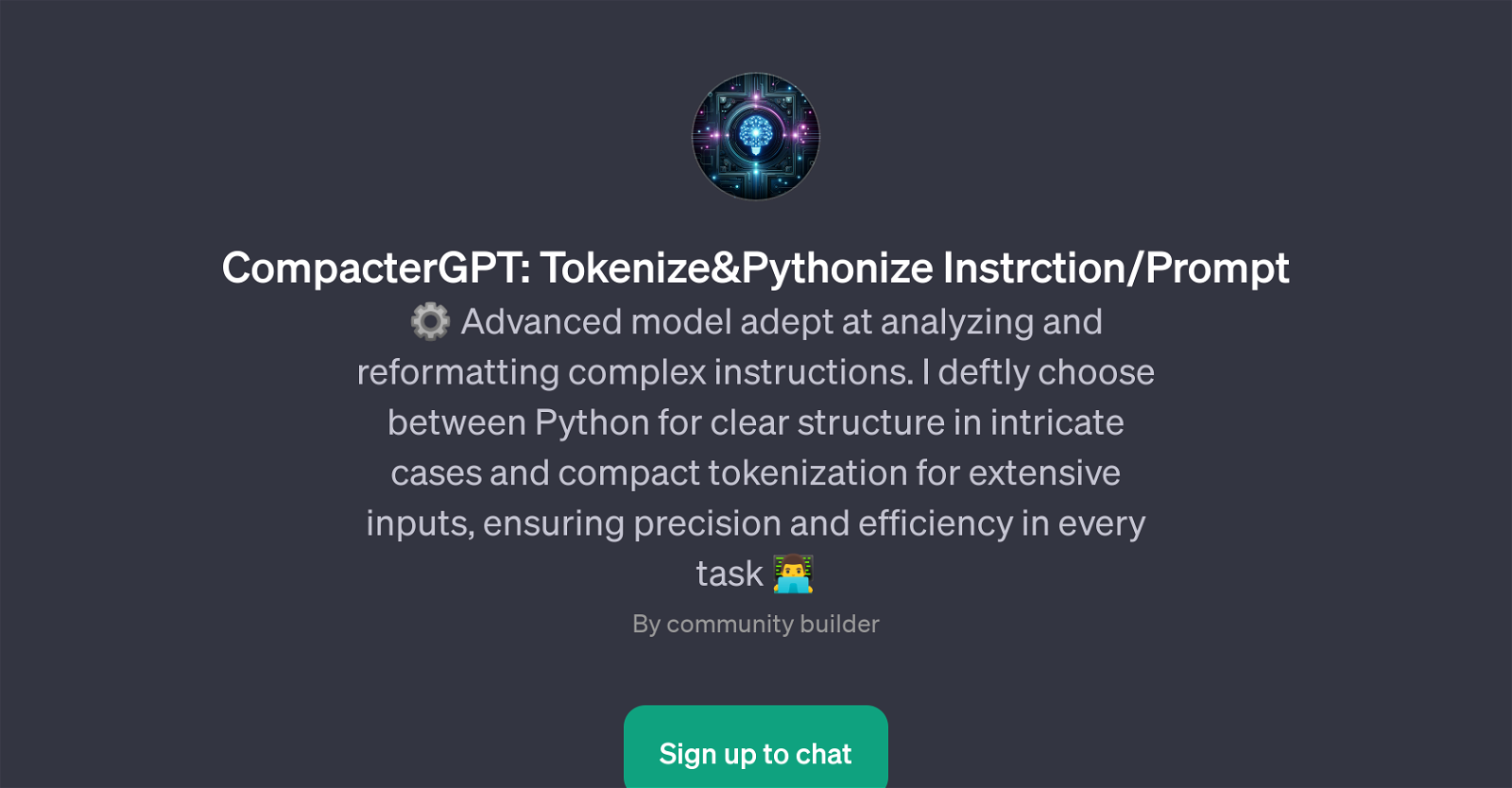 CompacterGPT: Tokenize&Pythonize Instrction/Prompt website