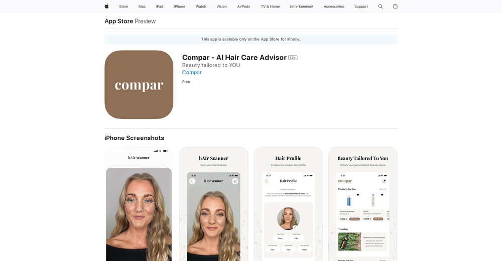 Compar - AI Hair Care Advisor website