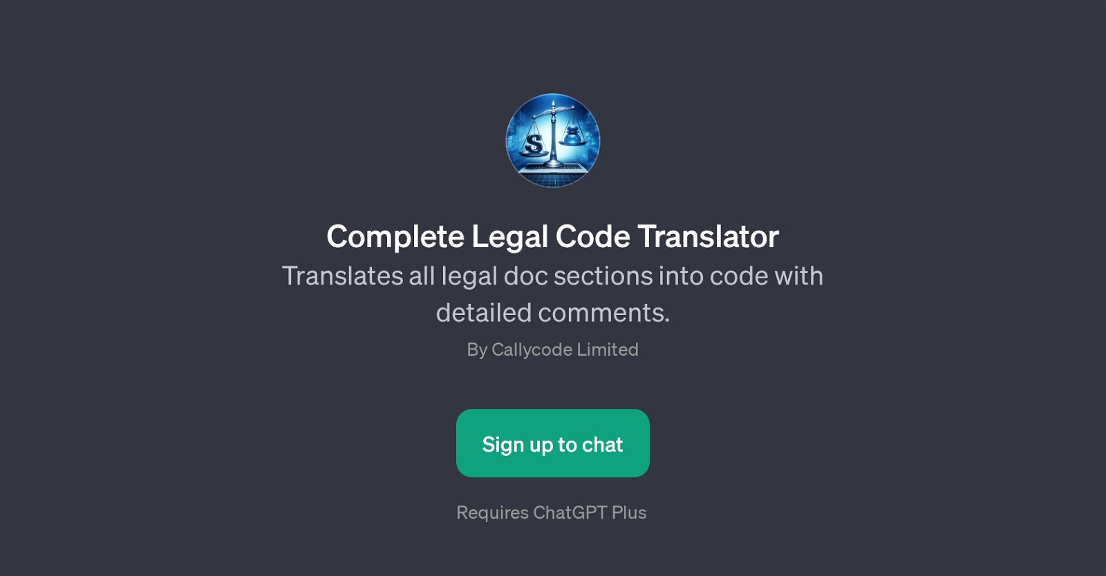 Complete Legal Code Translator website