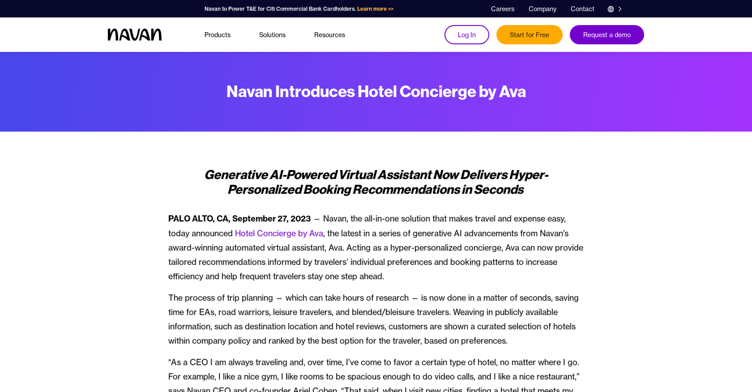 Concierge by Ava website