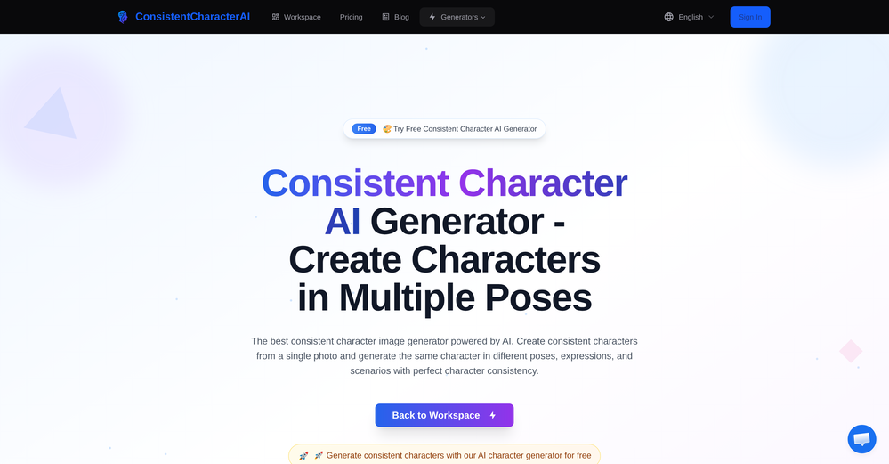 Consistent Character AI website