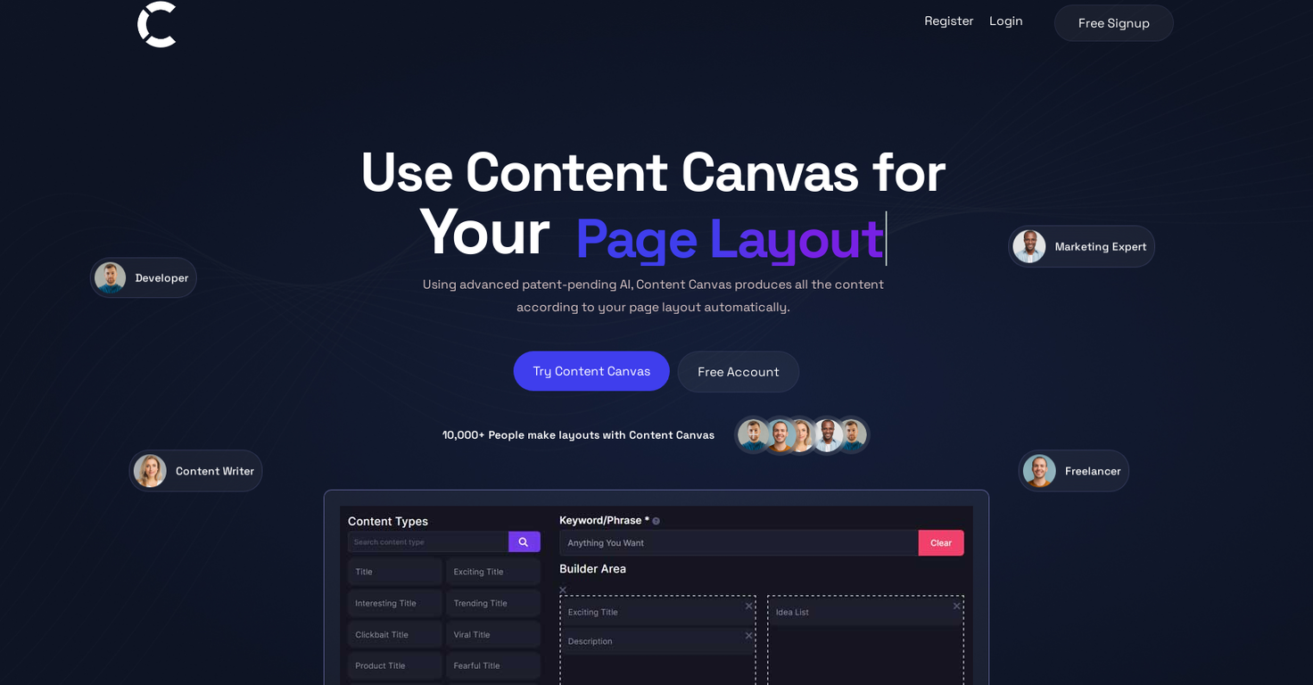 Content Canvas website