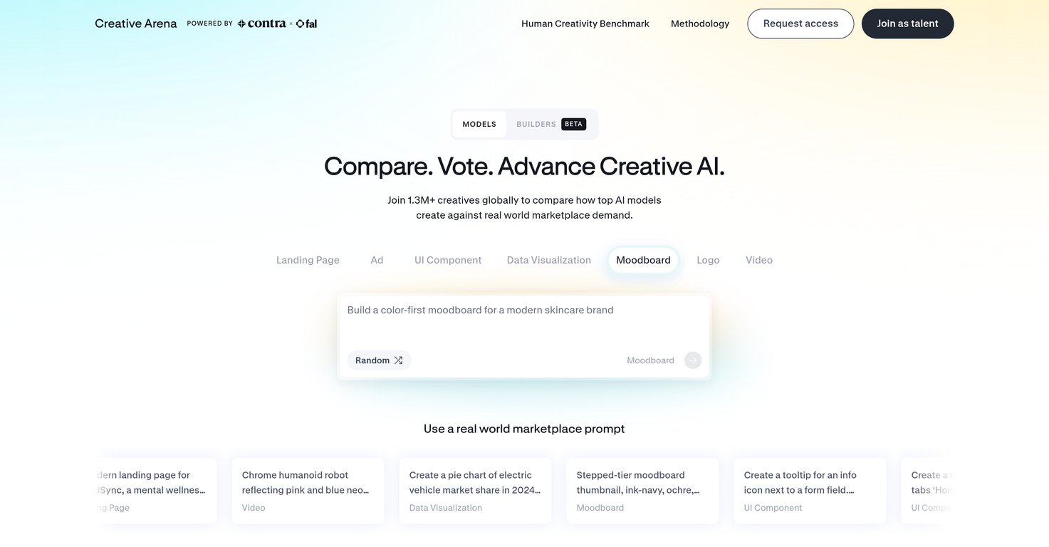 Creative Arena by Contra website