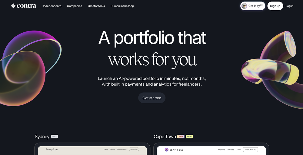Contra | Portfolios website