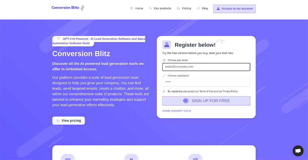 Conversion Blitz website