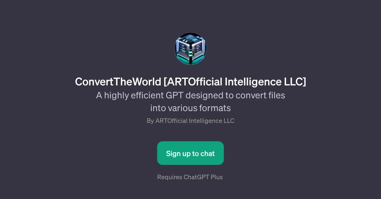 ConvertTheWorld [ARTOfficial Intelligence LLC] website