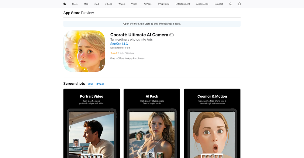 Cooraft: Ultimate AI Camera website