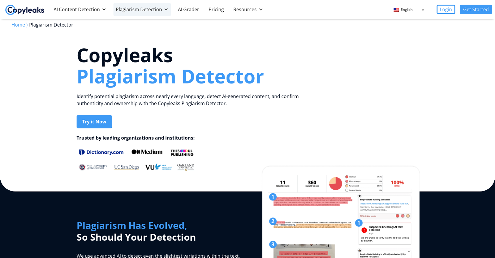 Copyleaks - Plagiarism detector website