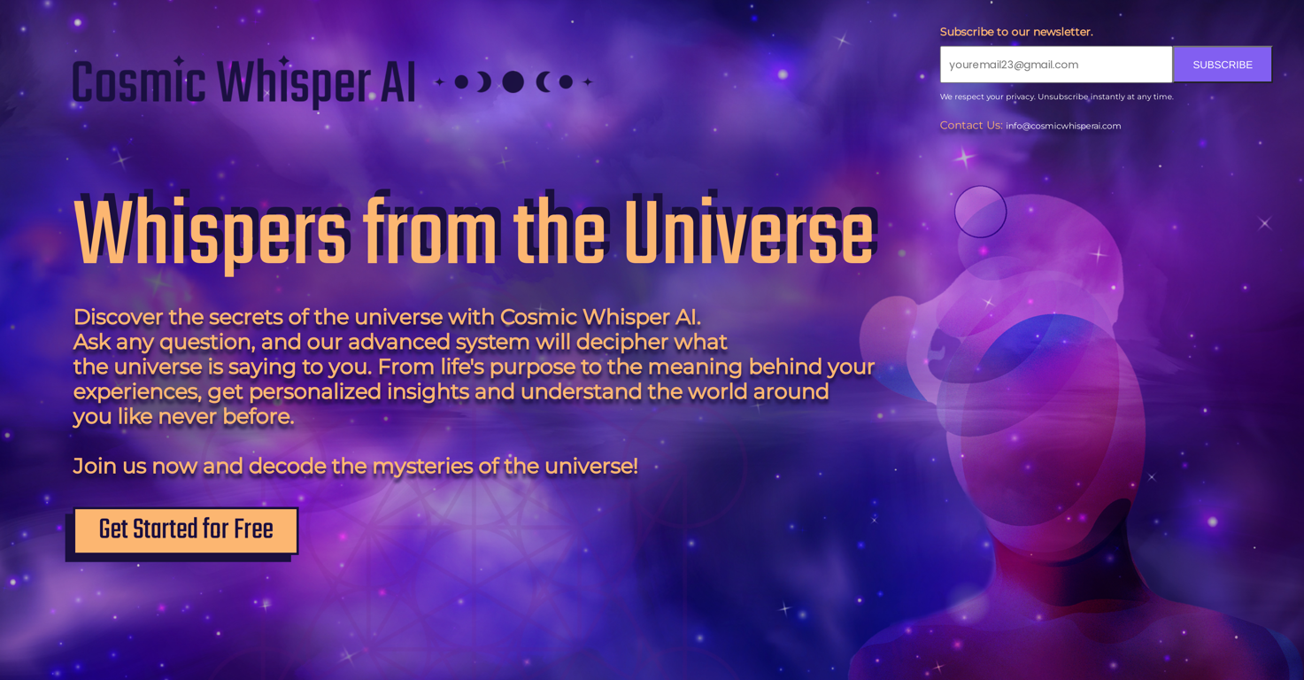 Cosmic Whisper AI website