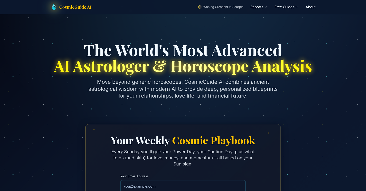 CosmicGuide AI website