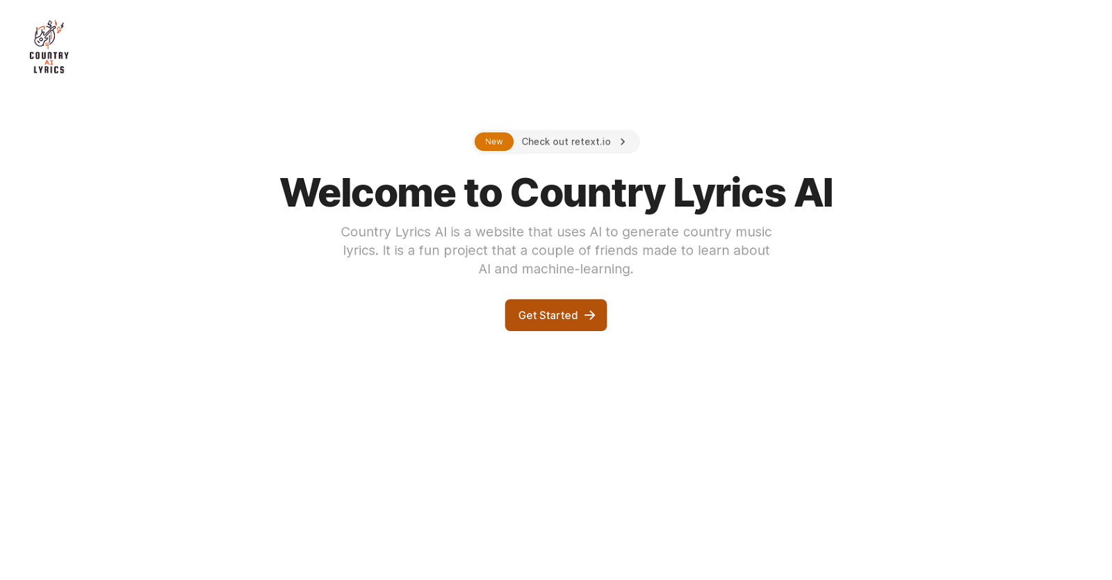 Country Lyrics AI website
